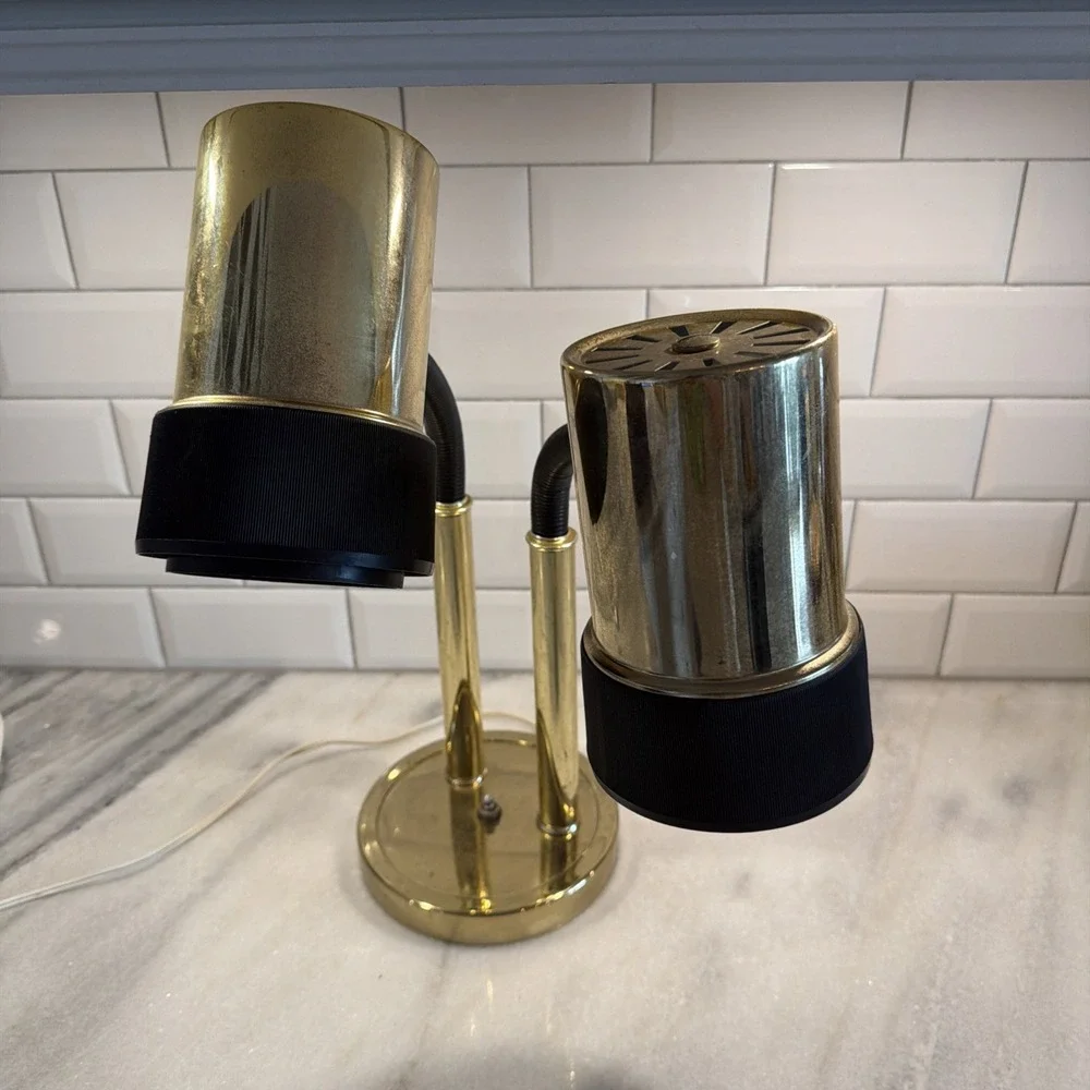 MCM Hollywood Regency Brass/black Adjustable Lamp Frederick Cooper Style ES0001